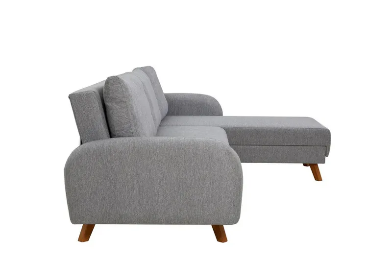 Malkiat 4-personers Højre L-formet Hjørnesovesofa 125x260 cm med Opbevaring i Stof - Grå - Møbler - Sofaer - Sovesofaer