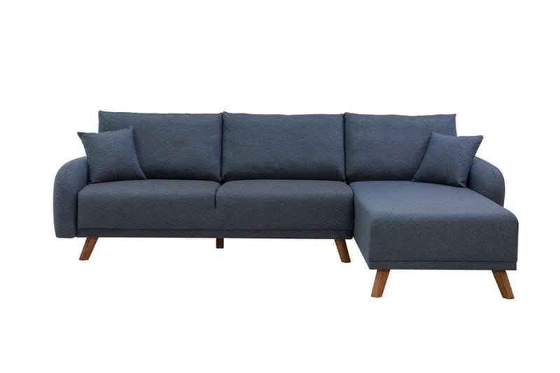 Malkiat 4-personers Højre L-formet Hjørnesovesofa 125x260 cm med Opbevaring i Stof, Blå