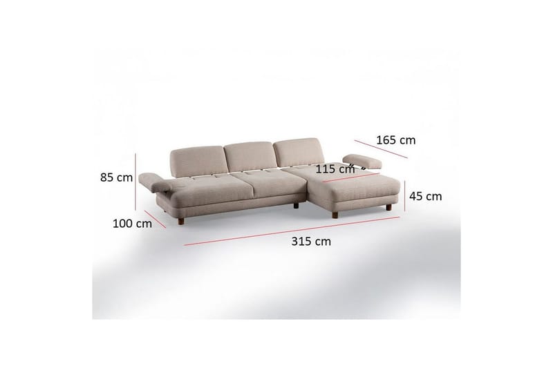 Mami Sovesofa med Divan 4-sits - Creme - Møbler - Sofaer - Sovesofaer