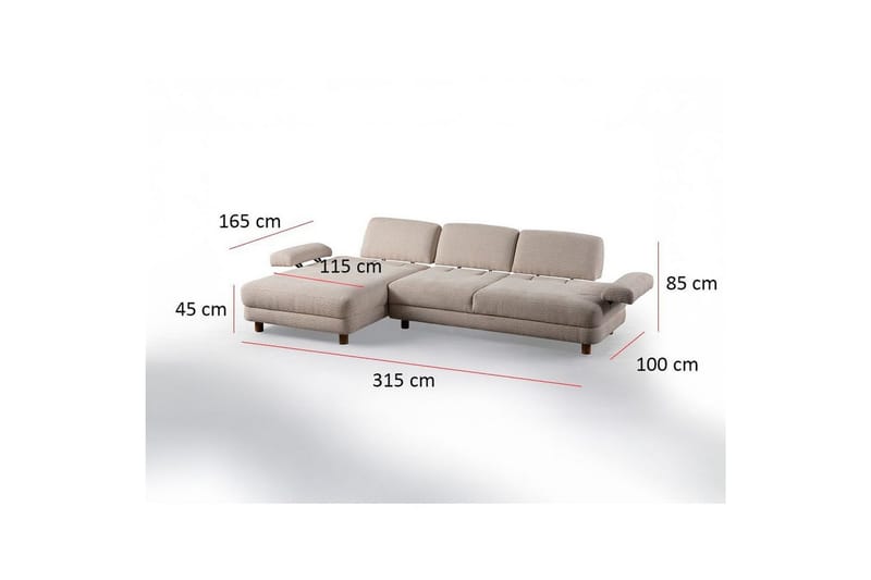 Mami Sovesofa med Divan 4-sits - Creme - Møbler - Sofaer - Sovesofaer
