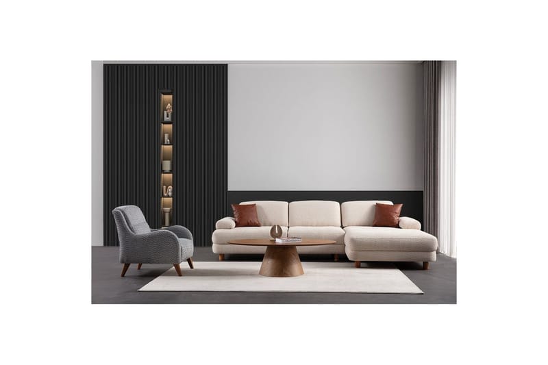 Mami Sovesofa med Divan 4-sits - Creme - Møbler - Sofaer - Sovesofaer