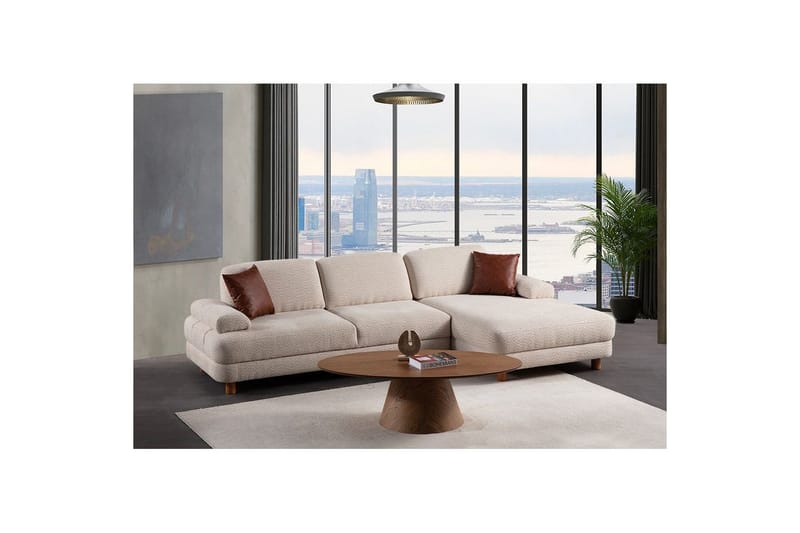 Mami Sovesofa med Divan 4-sits - Creme - Møbler - Sofaer - Sovesofaer