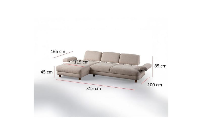 Mami Sovesofa med Divan 4-sits - Creme - Møbler - Sofaer - Sovesofaer