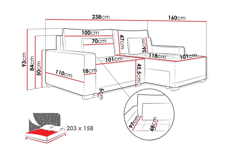 Manetto Sovesofa Med 2-Personers Divan - Sort/Brun - Møbler - Sofaer - Sovesofaer