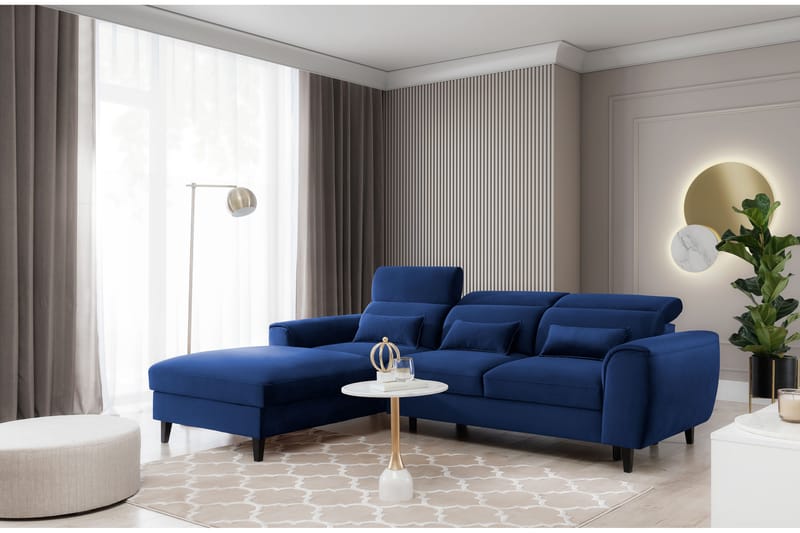 Manni 3-personers Sovesofa med Divan og Opbevaring - Blå - Møbler - Sofaer - Sovesofaer