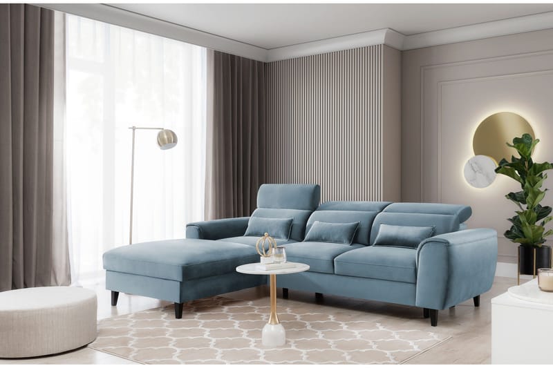Manni 3-personers Sovesofa med Divan og Opbevaring, Blå