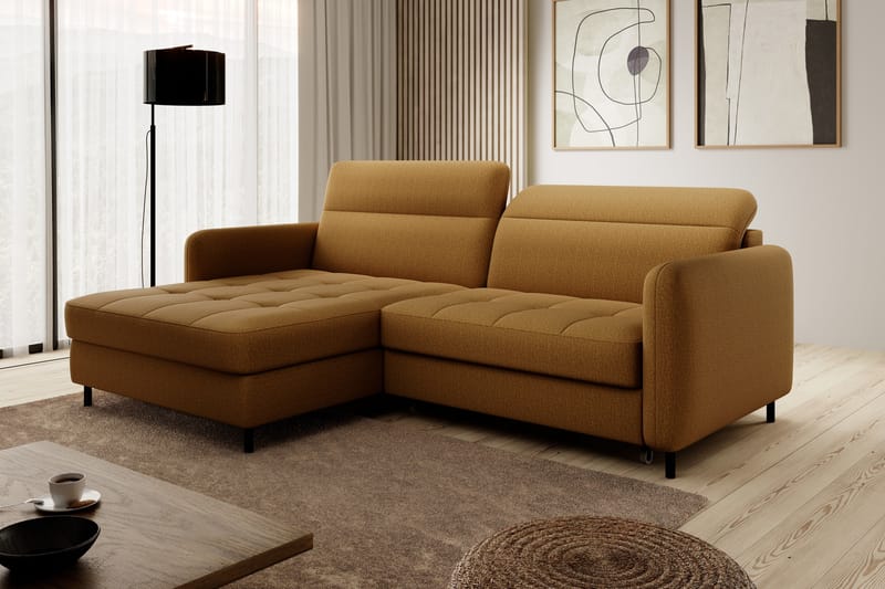 Manoti 3-personers Sovesofa med Divan og Opbevaring - Gul - Møbler - Sofaer - Sovesofaer