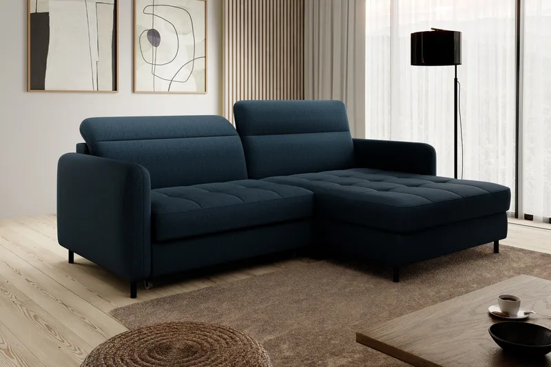 Manoti 3-personers Sovesofa med Divan og Opbevaring, Blå