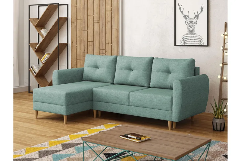 Manstad Hjørnesovesofa - Blå - Møbler - Sofaer - Sovesofaer