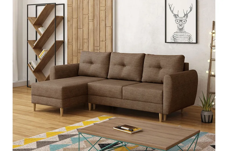 Manstad Hjørnesovesofa - Brun - Møbler - Sofaer - Sovesofaer