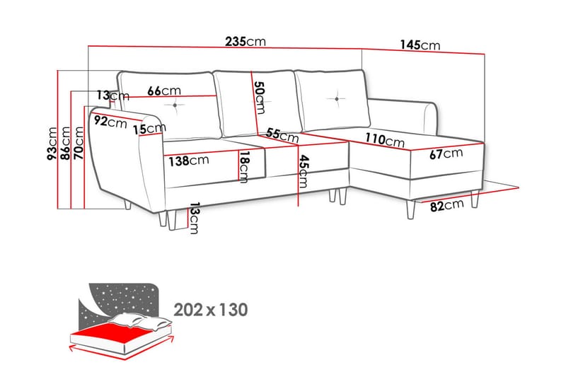 Manstad Hjørnesovesofa - Brun - Sovesofaer - Sovesofa chaiselong