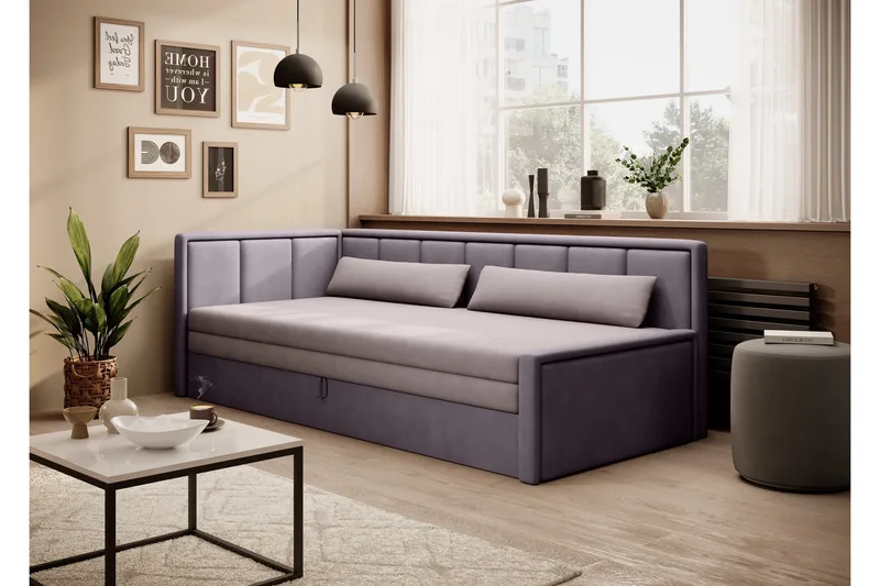 Mansuri 3-personers Sovesofa med Opbevaring - Lilla - Møbler - Sofaer - Sovesofaer