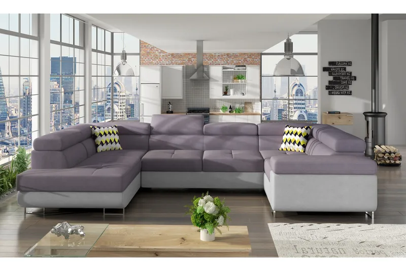 Marcelle Hjørnesovesofa - Lilla / grå - Møbler - Sofaer - Sovesofaer