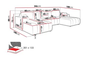 Mardon Sovesofa Dubbeldivan 4-sits - Grå - Møbler - Sofaer - Sovesofaer