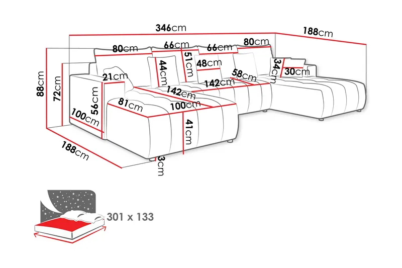 Mardon Sovesofa Dubbeldivan 4-sits - Hvid - Møbler - Sofaer - Sovesofaer