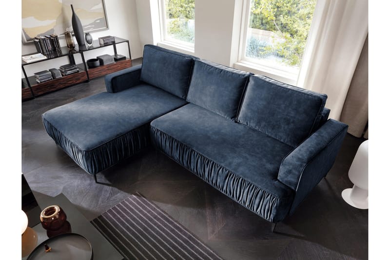 Marisana Sovesofa Med 3-Personers Divan - Blå - Møbler - Sofaer - Sovesofaer