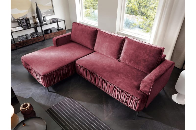 Marisana Sovesofa Med 3-Personers Divan - Lyserød - Møbler - Sofaer - Sovesofaer