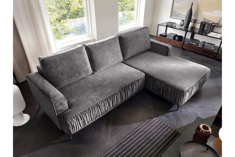 Marisana Sovesofa Med 3-Personers Divan - Sort - Møbler - Sofaer - Sovesofaer