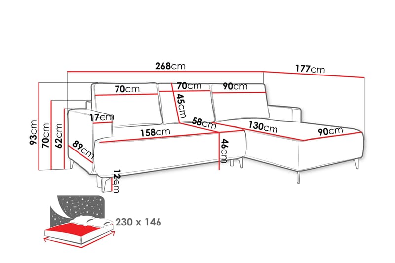 Marisana Sovesofa Med 3-Personers Divan - Grå - Møbler - Sofaer - Sovesofaer