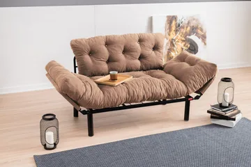 Maryborough 2-personers Rektangulær Foldbar Sovesofa 70x187 cm i Stof - Brun - Møbler - Sofaer - Sovesofaer