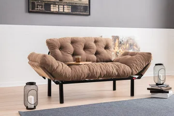 Maryborough 2-personers Rektangulær Foldbar Sovesofa 70x187 cm i Stof - Brun - Møbler - Sofaer - Sovesofaer