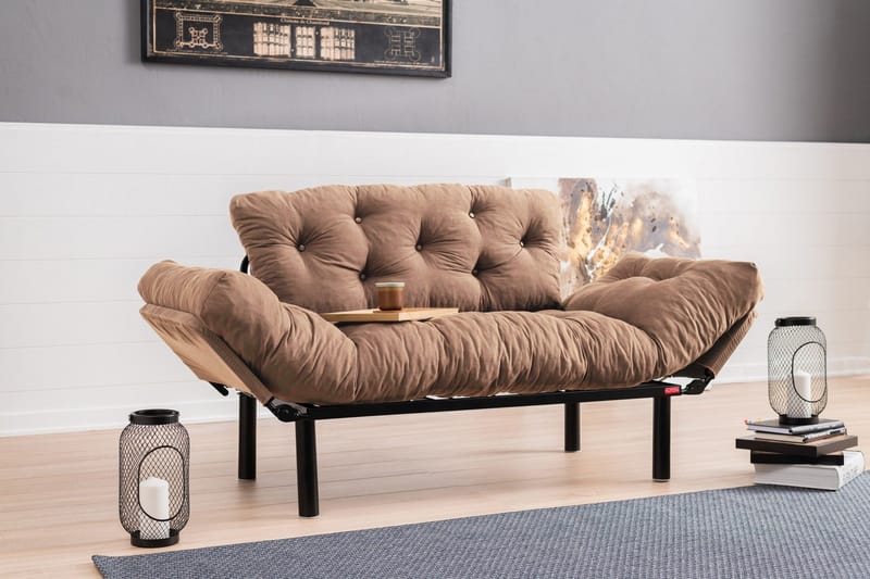 Maryborough 2-personers Rektangulær Foldbar Sovesofa 70x187 cm i Stof - Brun - Møbler - Sofaer - Sovesofaer