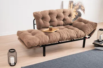 Maryborough 2-personers Rektangulær Foldbar Sovesofa 70x187 cm i Stof - Brun - Møbler - Sofaer - Sovesofaer