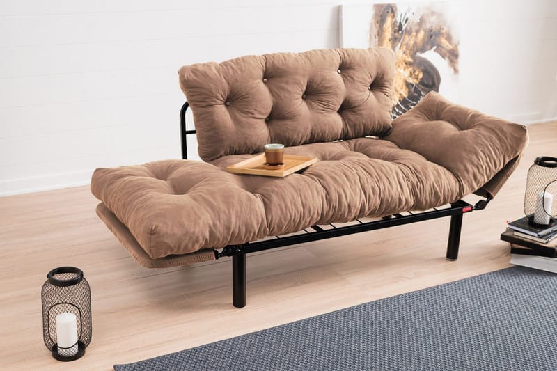 Maryborough 2-personers Rektangulær Foldbar Sovesofa 70x187 cm i Stof - Brun - Møbler - Sofaer - Sovesofaer