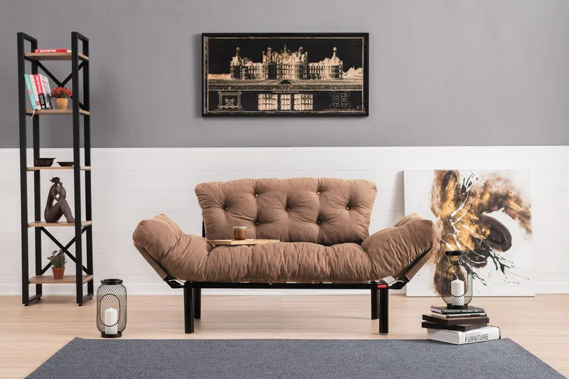 Maryborough 2-personers Rektangulær Foldbar Sovesofa 70x187 cm i Stof - Brun - Møbler - Sofaer - Sovesofaer