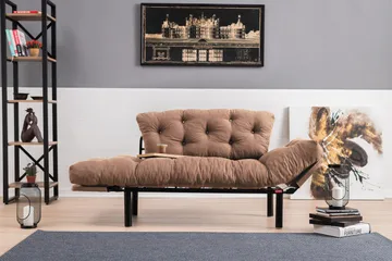Maryborough 2-personers Rektangulær Foldbar Sovesofa 70x187 cm i Stof - Brun - Møbler - Sofaer - Sovesofaer