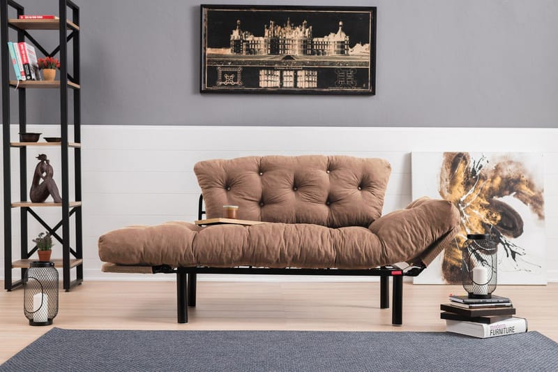 Maryborough 2-personers Rektangulær Foldbar Sovesofa 70x187 cm i Stof - Brun - Møbler - Sofaer - Sovesofaer