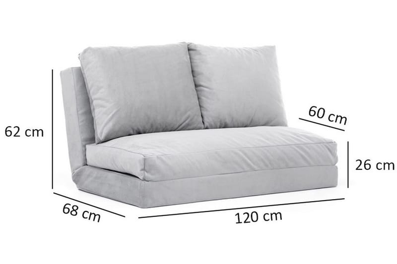 Maydena Sovesofa 2-Pers. 120x185 - Grå - Sovesofaer - 2 personers sovesofa