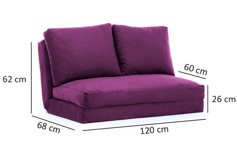 Maydena Sovesofa 2-Pers. 120x185 - Lilla - Sovesofaer - 2 personers sovesofa