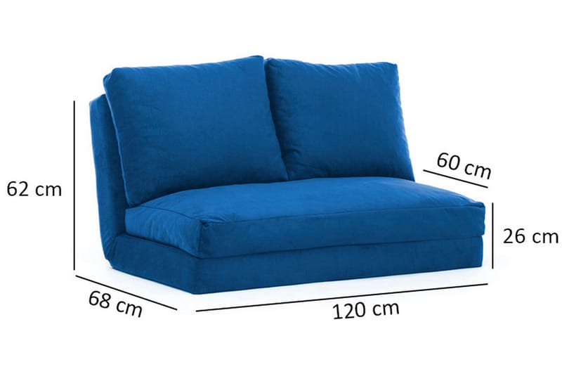 Maydena Sovesofa 2-Pers. 120x185 - Blå - Sovesofaer - 2 personers sovesofa