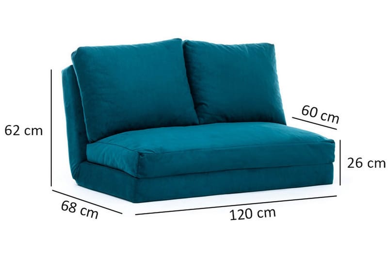 Maydena Sovesofa 2-Pers. 120x185 - Turkis - Møbler - Sofaer - Sovesofaer