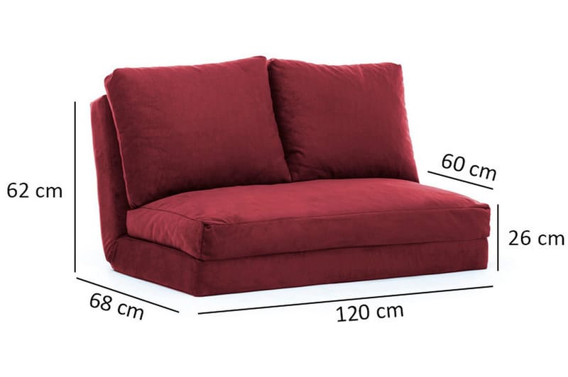 Maydena Sovesofa 2-Pers. 120x185 - Maroon - Møbler - Sofaer - Sovesofaer