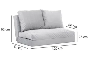 Maydena Sovesofa 2-Pers. 120x185 - Grå - Møbler - Sofaer - Sovesofaer