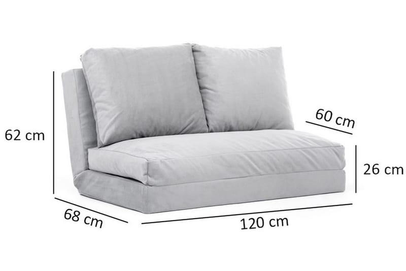 Maydena Sovesofa 2-Pers. 120x185 - Grå - Møbler - Sofaer - Sovesofaer