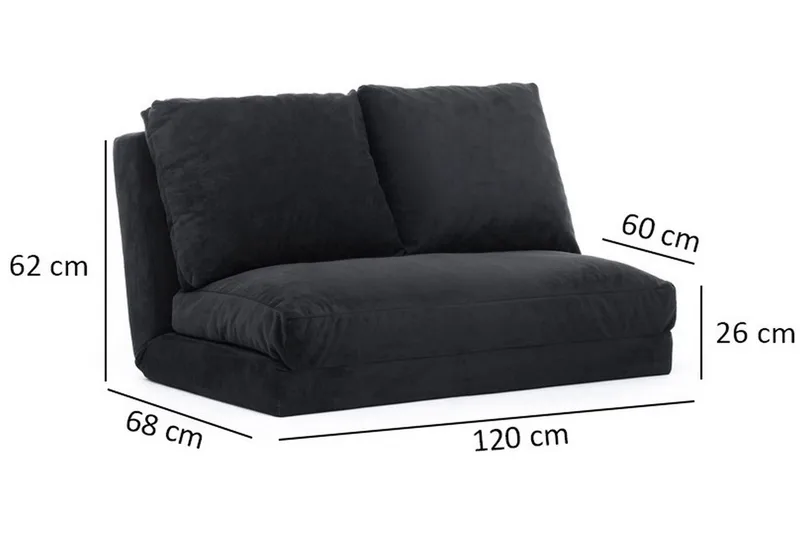 Maydena Sovesofa 2-Pers. 120x185 - Sort - Møbler - Sofaer - Sovesofaer