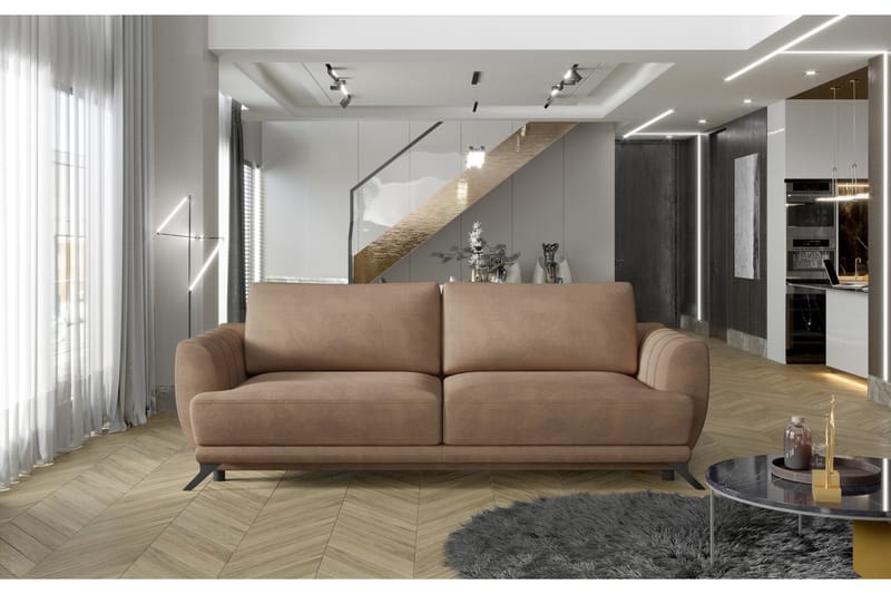 Megis 3-personers Sovesofa - Lysebrun - Møbler - Sofaer - Sovesofaer