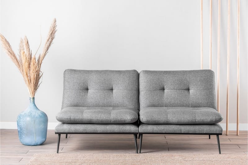 Mezonzo 2-personers Rektangulær Knappet Sovesofa i Stof med Metalben - Grå - Møbler - Sofaer - Sovesofaer