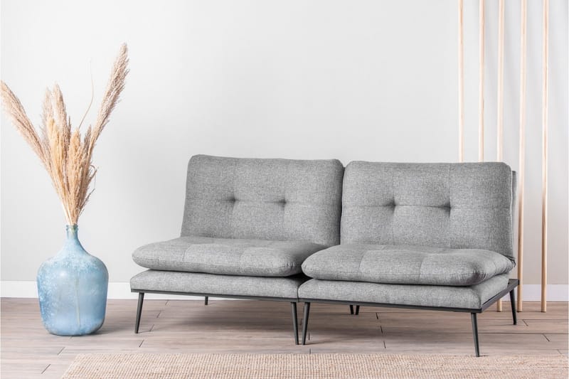 Mezonzo 2-personers Rektangulær Knappet Sovesofa i Stof med Metalben - Grå - Møbler - Sofaer - Sovesofaer