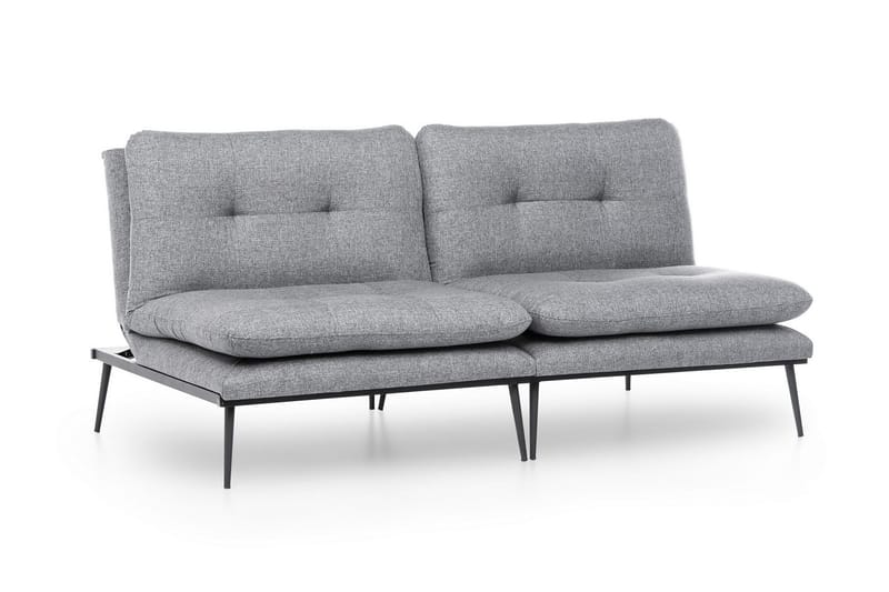Mezonzo 2-personers Rektangulær Knappet Sovesofa i Stof med Metalben - Grå - Møbler - Sofaer - Sovesofaer