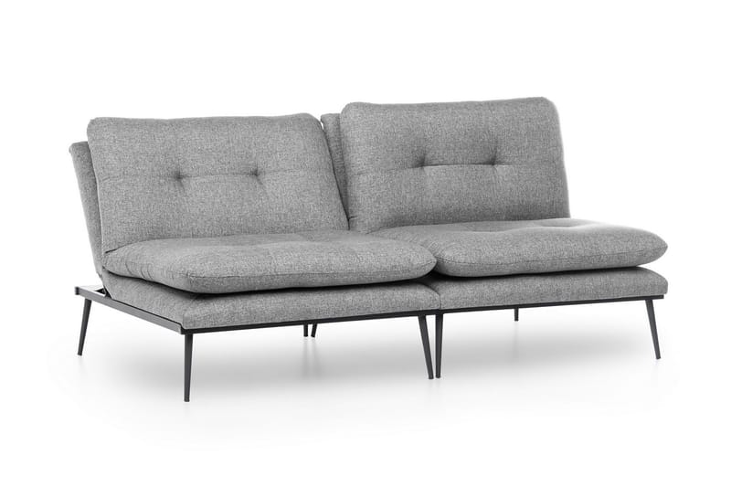 Mezonzo 2-personers Rektangulær Knappet Sovesofa i Stof med Metalben - Grå - Møbler - Sofaer - Sovesofaer