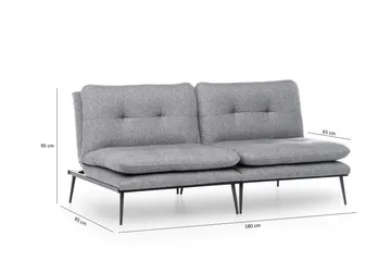 Mezonzo 2-personers Rektangulær Knappet Sovesofa i Stof med Metalben - Grå - Møbler - Sofaer - Sovesofaer