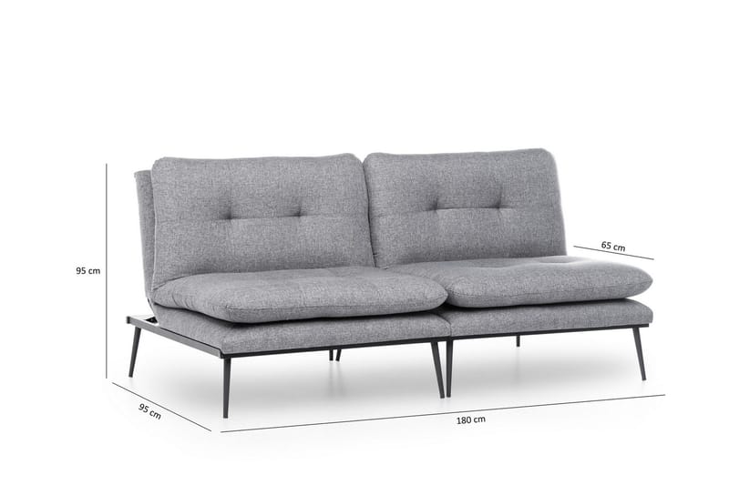 Mezonzo 2-personers Rektangulær Knappet Sovesofa i Stof med Metalben - Grå - Møbler - Sofaer - Sovesofaer