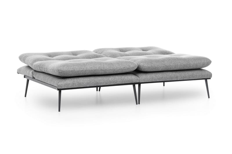 Mezonzo 2-personers Rektangulær Knappet Sovesofa i Stof med Metalben - Grå - Møbler - Sofaer - Sovesofaer