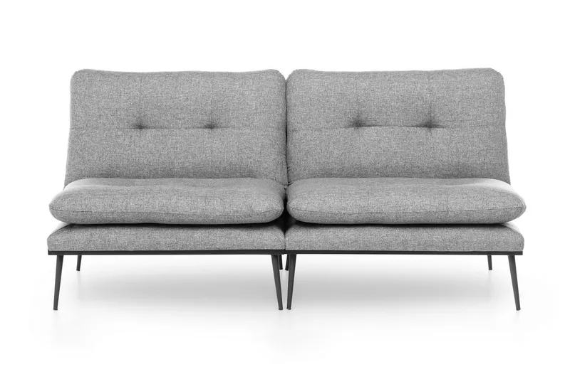 Mezonzo 2-personers Rektangulær Knappet Sovesofa i Stof med Metalben, Grå