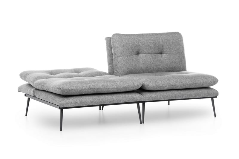 Mezonzo 2-personers Rektangulær Knappet Sovesofa i Stof med Metalben - Grå - Møbler - Sofaer - Sovesofaer