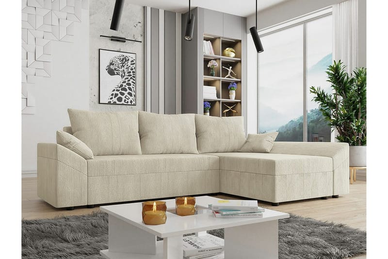 Midfeld 3-sits Hörnbäddsoffa Beige - Møbler - Sofaer - Sovesofaer